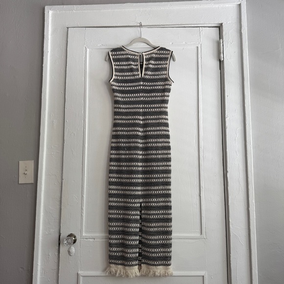 J. Crew Black and Cream Striped Crochet Midi Dress - XXS - Picture 9 of 12